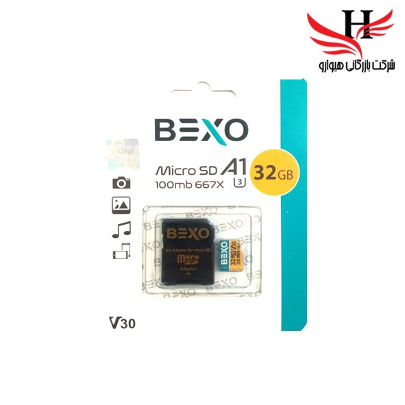 تصویر کارت حافظه بکسو با ظرفیت32 گیگ باسرعت100MB  همراه آداپتور