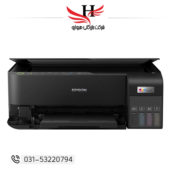 تصویر پرینتر جوهر افشان چندکاره رنگی اپسون مدل EcoTank L3550 با اتصال باسیم و بی‌سیم، سایز چاپ A4