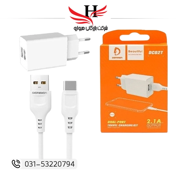 تصویر کلگي شارژ و کابل تايپ سي DENMEN-DM-DC02T